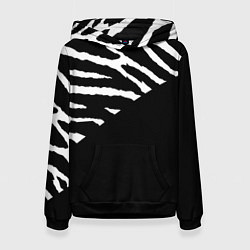 Толстовка-худи женская Полосы зебры с черным, цвет: 3D-черный