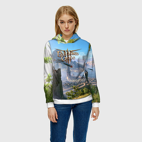 Женская толстовка Врата Балдура - Baldurs Gate 3 / 3D-Белый – фото 3