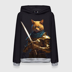 Толстовка-худи женская Рыцарский кот, цвет: 3D-меланж