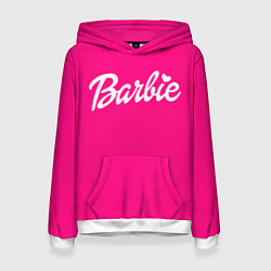 Толстовка-худи женская Барби розовая, цвет: 3D-белый