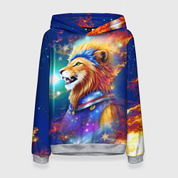 Толстовка-худи женская Космический лев - неоновое свечение, цвет: 3D-меланж