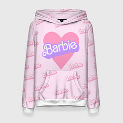 Толстовка-худи женская Барби и розовое сердце: паттерн, цвет: 3D-белый