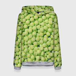 Толстовка-худи женская Узор из теннисных мячей, цвет: 3D-меланж