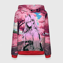 Толстовка-худи женская Пауэр - Человек бензопила, цвет: 3D-красный