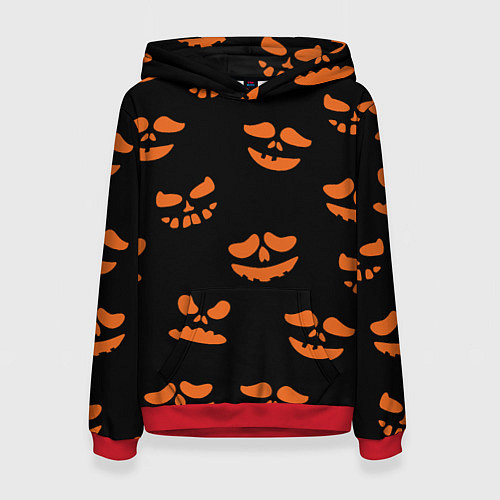 Женская толстовка Рожицы тыквы / 3D-Красный – фото 1