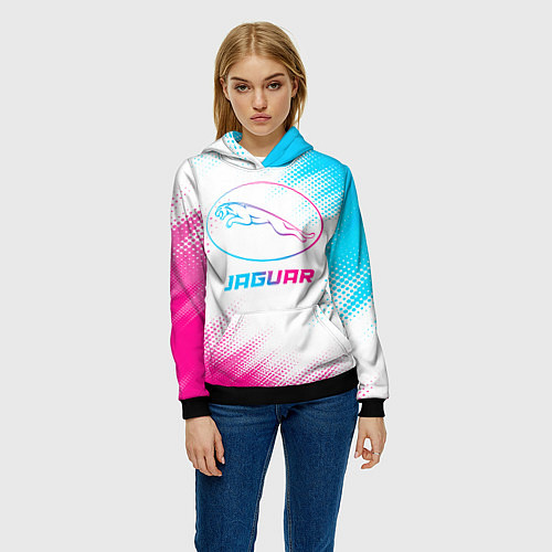 Женская толстовка Jaguar neon gradient style / 3D-Черный – фото 3