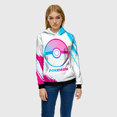 Женская толстовка Pokemon neon gradient style / 3D-Черный – фото 3