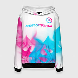 Женская толстовка Ghost of Tsushima neon gradient style: символ свер