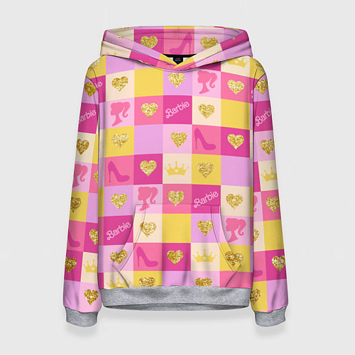 Женская толстовка Барби: желтые и розовые квадраты паттерн / 3D-Меланж – фото 1