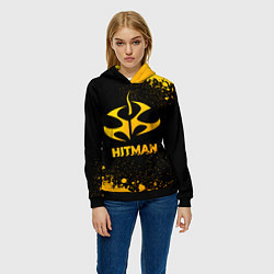 Толстовка-худи женская Hitman - gold gradient, цвет: 3D-черный — фото 2