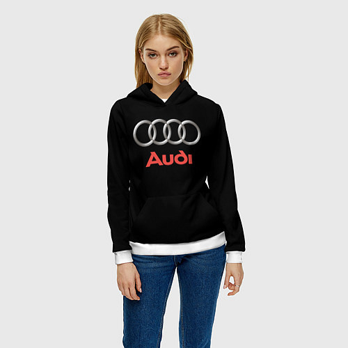 Женская толстовка Audi sport на чёрном / 3D-Белый – фото 3