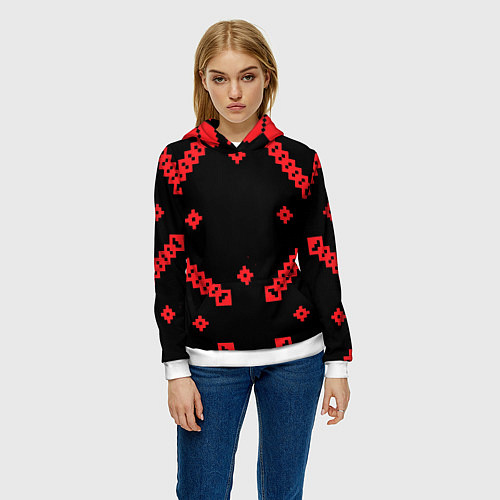 Женская толстовка Национальный - черный 2 / 3D-Белый – фото 3