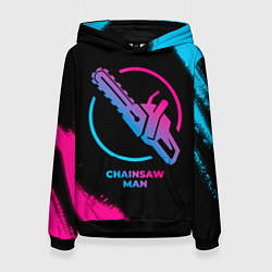 Толстовка-худи женская Chainsaw Man - neon gradient, цвет: 3D-черный