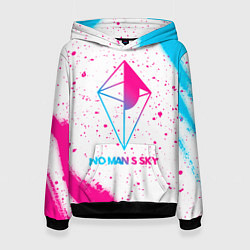 Толстовка-худи женская No Mans Sky neon gradient style, цвет: 3D-черный