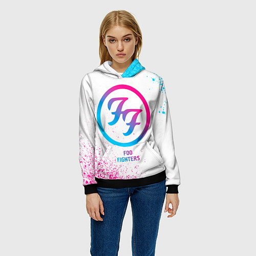 Женская толстовка Foo Fighters neon gradient style / 3D-Черный – фото 3