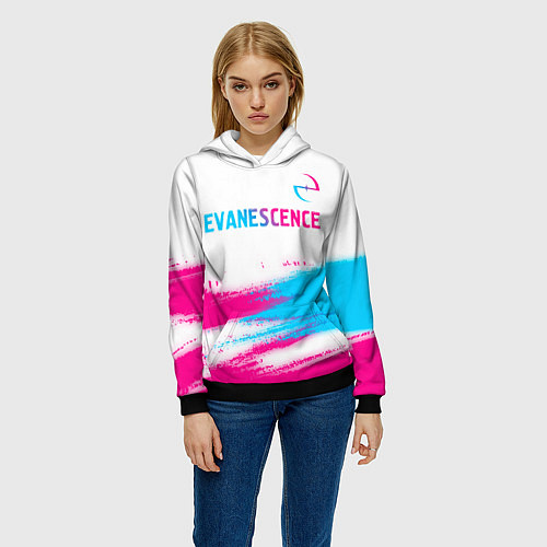 Женская толстовка Evanescence neon gradient style: символ сверху / 3D-Черный – фото 3