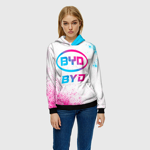 Женская толстовка BYD neon gradient style / 3D-Черный – фото 3