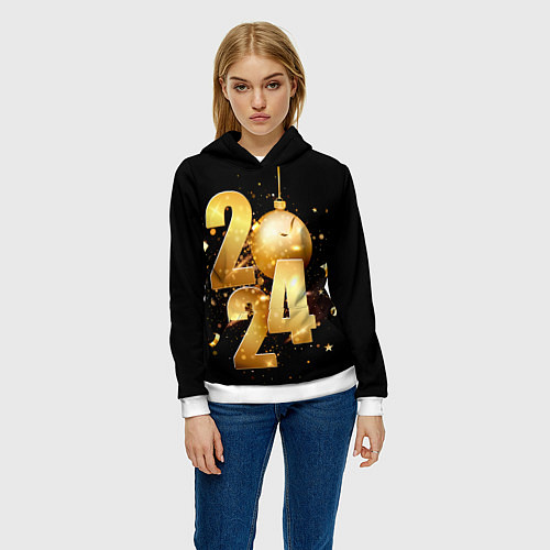 Женская толстовка Новый 2024 год / 3D-Белый – фото 3