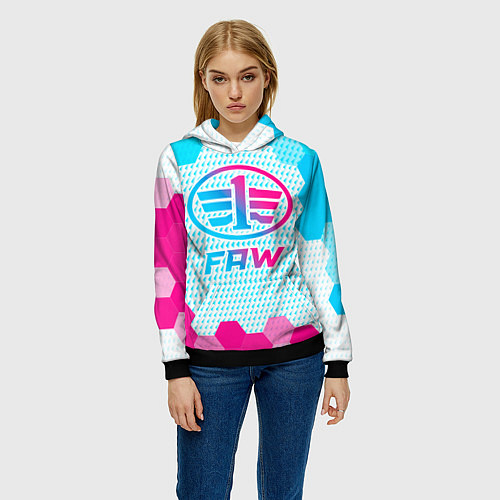 Женская толстовка FAW neon gradient style / 3D-Черный – фото 3