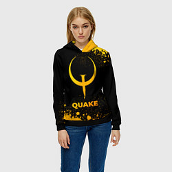 Толстовка-худи женская Quake - gold gradient, цвет: 3D-черный — фото 2