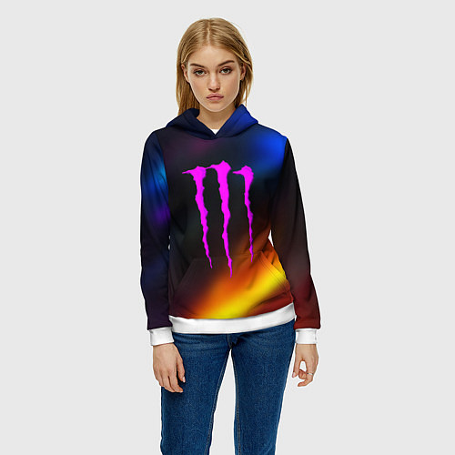 Женская толстовка Monster energy gradient color / 3D-Белый – фото 3