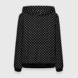Толстовка-худи женская В мелкий горошек на черном фоне, цвет: 3D-черный