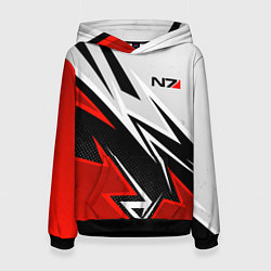 Толстовка-худи женская N7 mass effect - white and red, цвет: 3D-черный