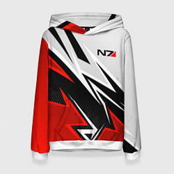 Толстовка-худи женская N7 mass effect - white and red, цвет: 3D-белый