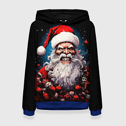Толстовка-худи женская Страшный Санта Клаус, цвет: 3D-синий