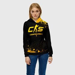 Толстовка-худи женская Counter-Strike 2 - gold gradient, цвет: 3D-черный — фото 2