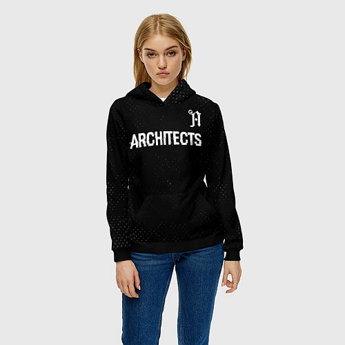 Женская толстовка Architects glitch на темном фоне: символ сверху / 3D-Черный – фото 3