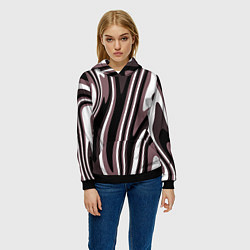 Толстовка-худи женская Абстракция пыльно-розовый и чёрный, цвет: 3D-черный — фото 2