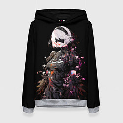 Толстовка-худи женская 2b from nier automata, цвет: 3D-меланж