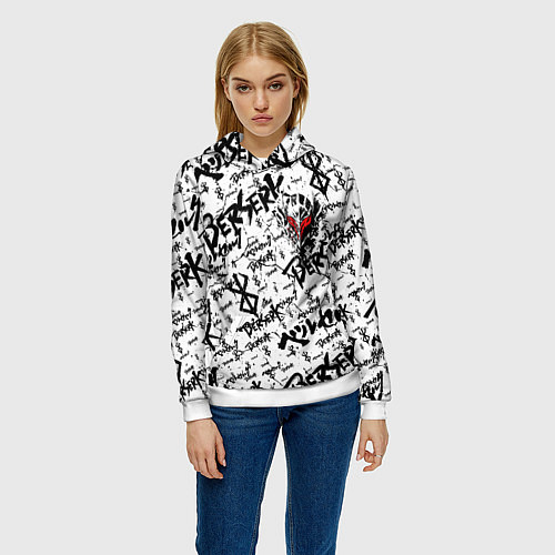 Женская толстовка Berserk tattoo mask / 3D-Белый – фото 3