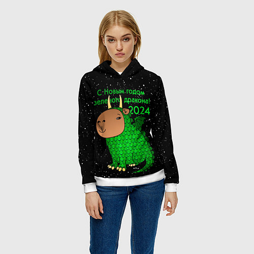 Женская толстовка Капибара дракон / 3D-Белый – фото 3