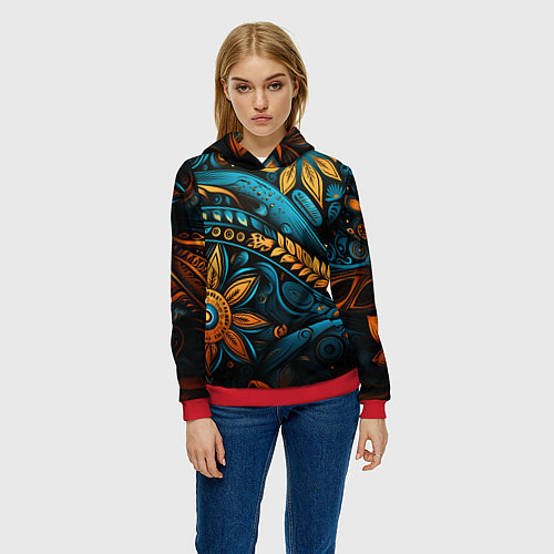 Женская толстовка Узор с растительными элементами / 3D-Красный – фото 3
