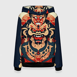 Толстовка-худи женская Татуировка дракон в японском стиле, цвет: 3D-черный