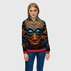 Толстовка-худи женская Африканские маски, цвет: 3D-красный — фото 2