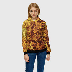 Толстовка-худи женская Абстракция - желтый антрацит, цвет: 3D-черный — фото 2