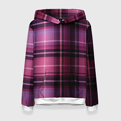 Толстовка-худи женская Фиолетовая шотландская клетка, цвет: 3D-белый