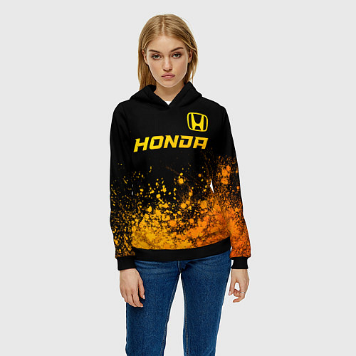 Женская толстовка Honda - gold gradient посередине / 3D-Черный – фото 3