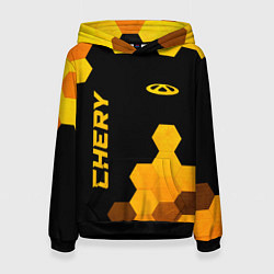 Толстовка-худи женская Chery - gold gradient вертикально, цвет: 3D-черный