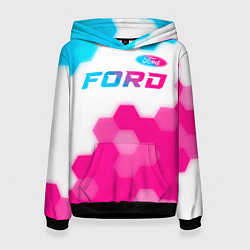 Женская толстовка Ford neon gradient style посередине