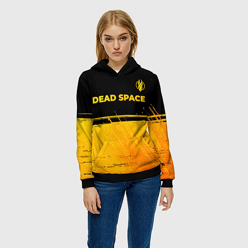 Женская толстовка Dead Space - gold gradient посередине / 3D-Черный – фото 3
