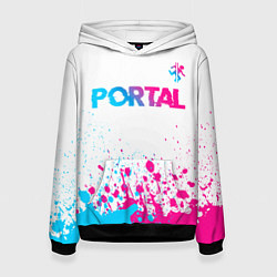 Толстовка-худи женская Portal neon gradient style посередине, цвет: 3D-черный