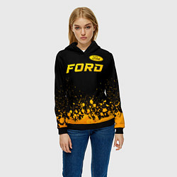 Толстовка-худи женская Ford - gold gradient посередине, цвет: 3D-черный — фото 2