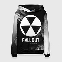 Толстовка-худи женская Fallout glitch на темном фоне, цвет: 3D-черный