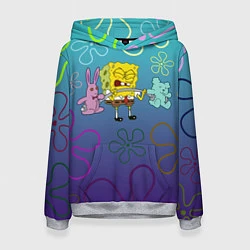 Толстовка-худи женская Spongebob workout, цвет: 3D-меланж