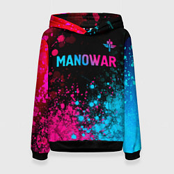 Толстовка-худи женская Manowar - neon gradient посередине, цвет: 3D-черный