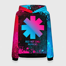 Толстовка-худи женская Red Hot Chili Peppers - neon gradient, цвет: 3D-черный